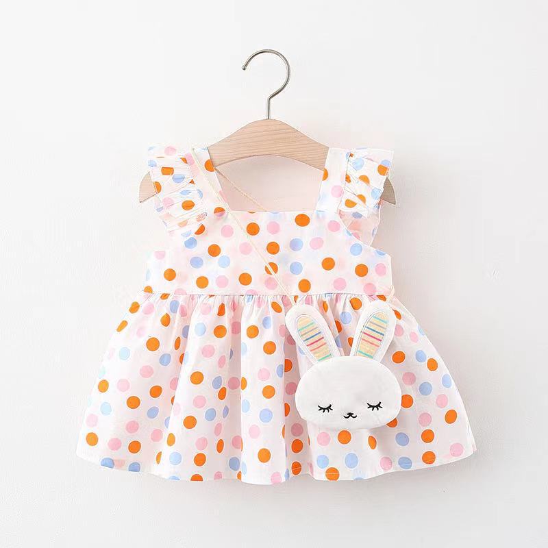 2pcs Cute Cartoon Cotton Summer Baby Dress Set