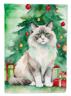 Ragdoll Cat By the Christmas Tree House Flag