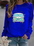 Long Sleeve Printed Round Neck Sweater for Women