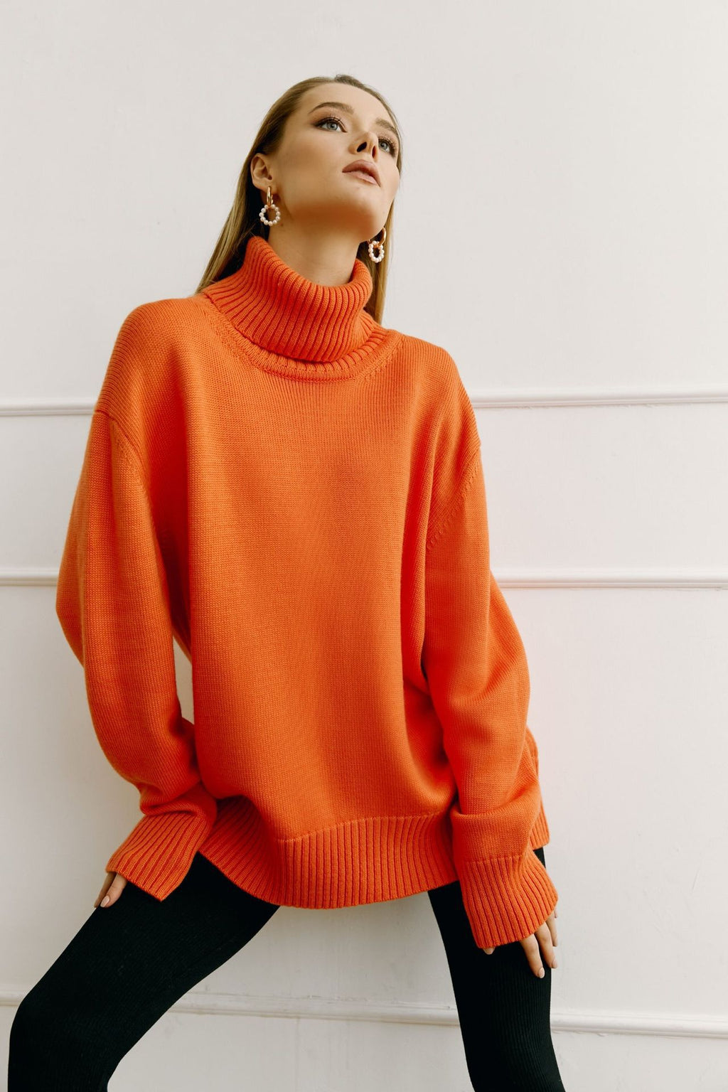 Comfortable Loose Solid Color Turtleneck Sweater