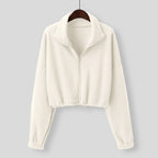 Korean Fleece Oversized Crop Jacket for Winter Workouts