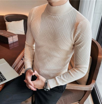 Men's Casual Slim-fit Solid Color Half Turtleneck Sweater