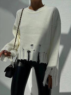 Casual Ripped Knitted Sweater for Unique Style
