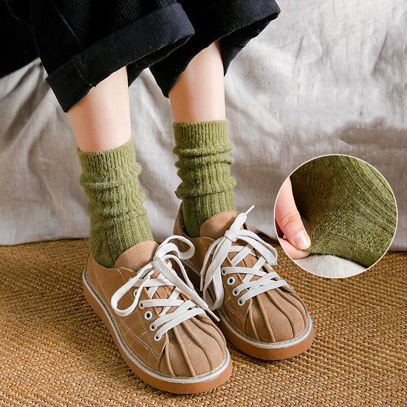 Black Thermal Long Tube Women's Socks in Terry Fabric