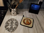 Finnish Spitz Christmas Flowers Pair of Pot Holders