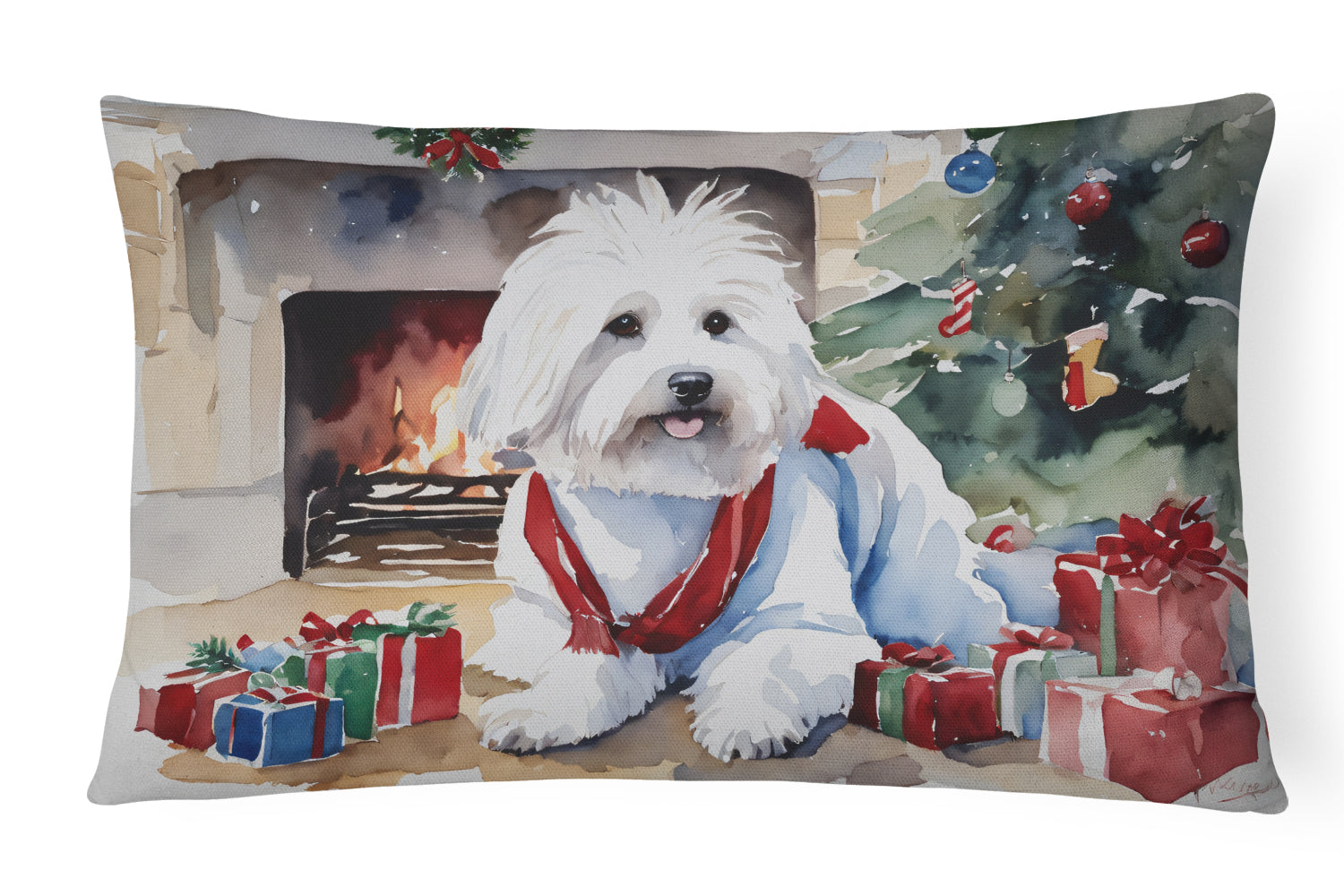 Coton De Tulear Cozy Christmas Throw Pillow