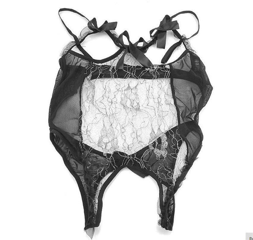 Lingerie Set with Sheer Bodysuit and Silver Thread