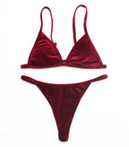 Velvet Triangle Thong Bikini Set