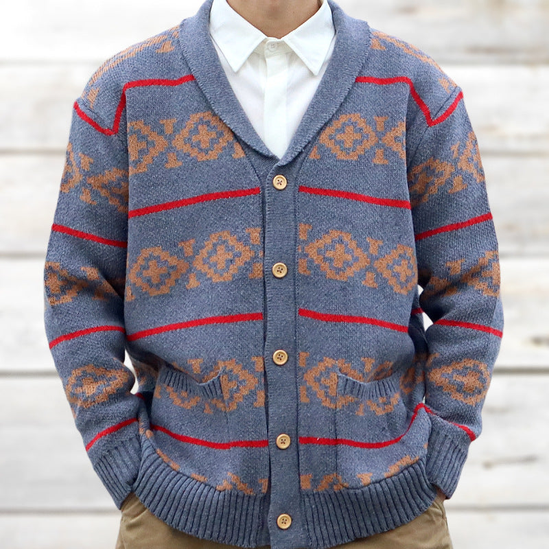 Men's Jacquard Sweater for Autumn and Winter