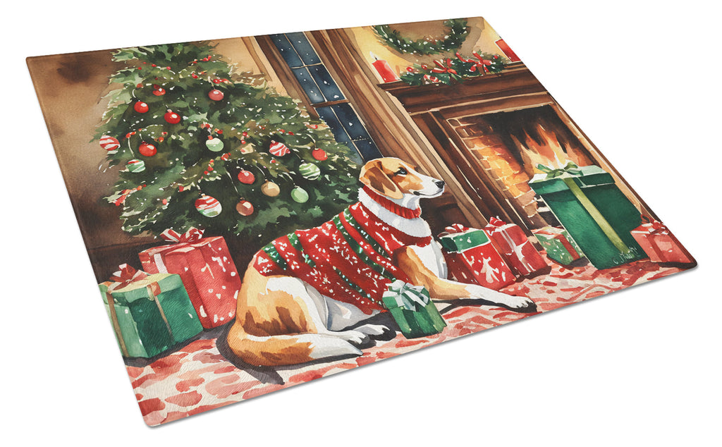 American Foxhound Cozy Christmas Glass Cutting Board