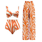2023 Fashion Striped Print 3-Piece Swimwear Set