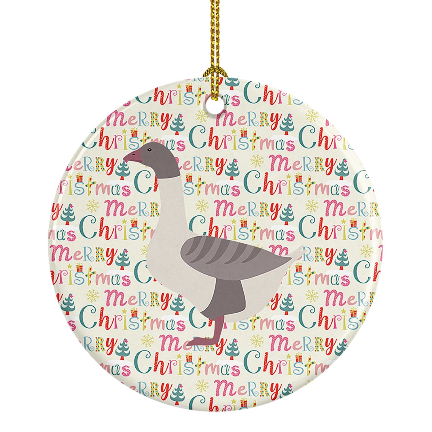 Buff Grey Back Goose Christmas Ceramic Ornament