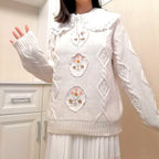 Japanese Vintage Handmade Childlike Flower Sweater