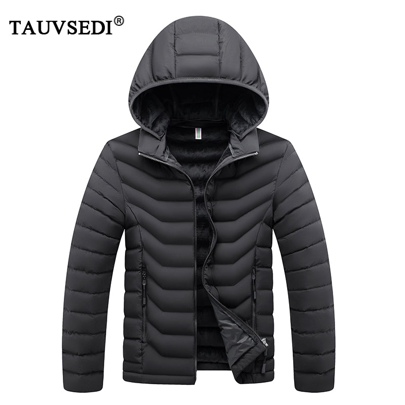 Men's Winter Casual Hooded Parka Jacket with Detachable Hat