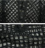 Fashionable Deep V Lace-Up Hollow Mesh Bodysuit