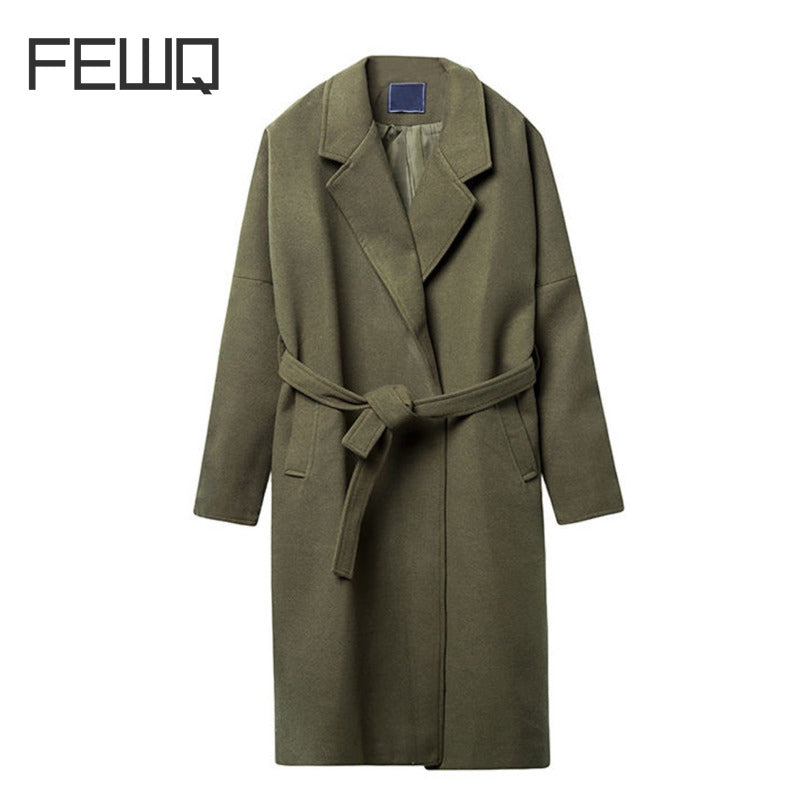 Men's Woolen Coat - Casual Medium Length Windbreaker