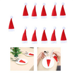 Festive Christmas Hat Utensil Holder Set | Embroidered Cap