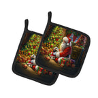 Shih Tzu and Santa Claus Pair of Pot Holders
