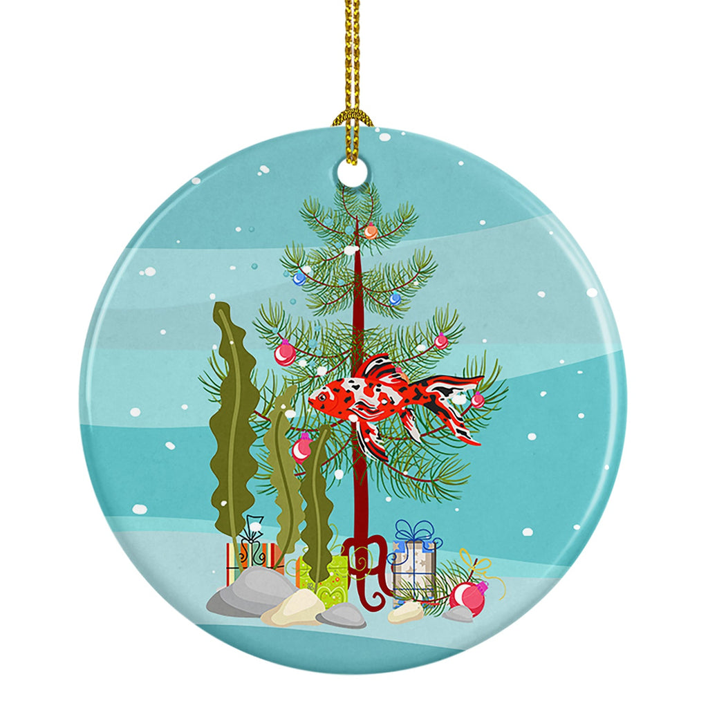 Shubunkin Goldfish Merry Christmas Ceramic Ornament
