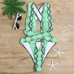 New European and American Snake Print Women's Swimsuit