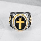 [Duplicate] [Archived] Titanium Steel Cross Men's Ring - God's Hand Design | Christian Jewelry
