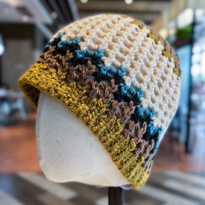 Handmade Women's Knitted Wool Earflap Cap | Embroidered Cap