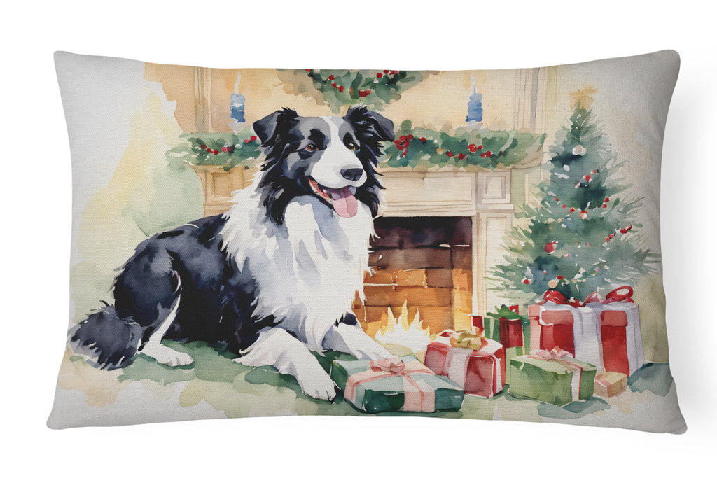 Border Collie Christmas Throw Pillow