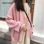 Women's V-Neck Long Sleeve Cardigan - 7 Colors Available