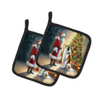 Borzoi and Santa Claus Pair of Pot Holders