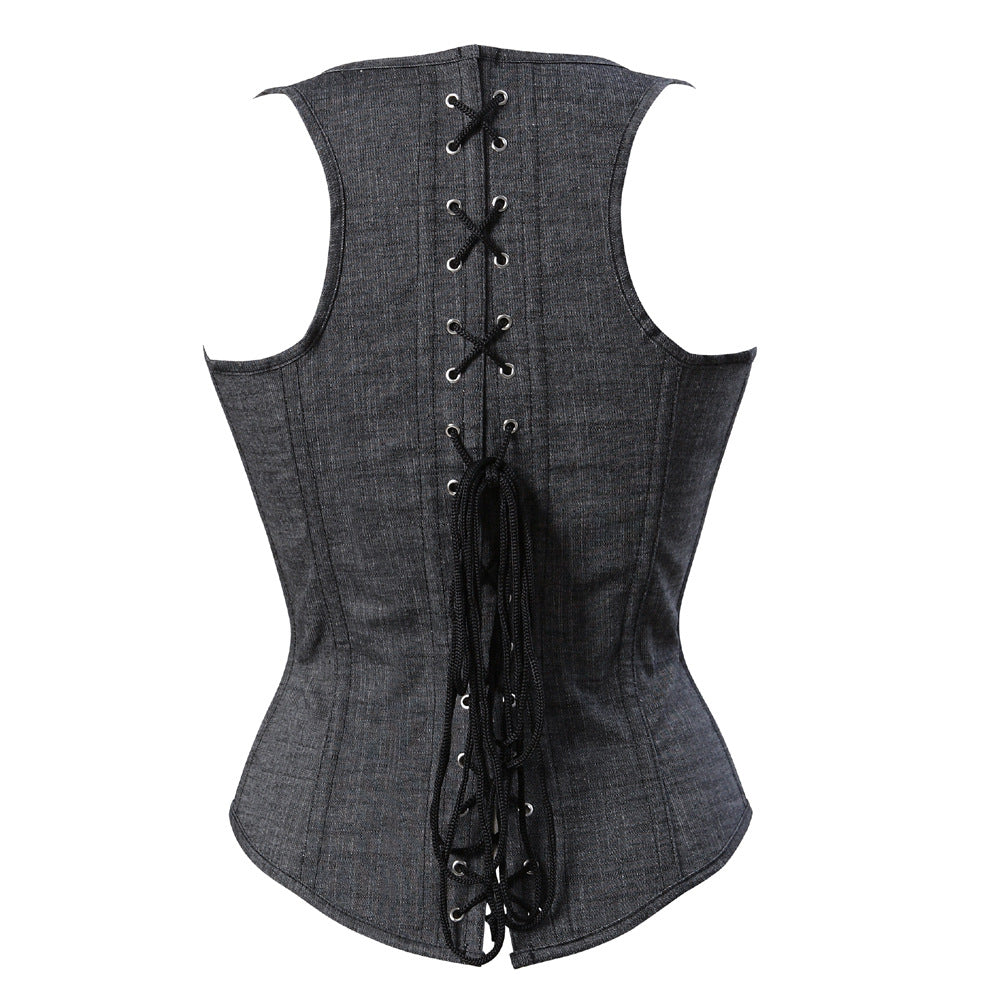 Gray Long-Line Shaping Bodysuit with Waist Control