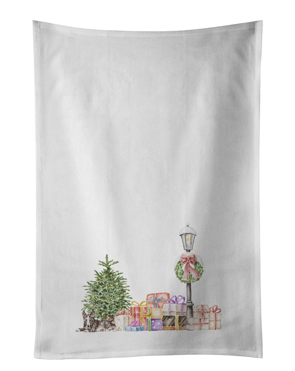 Bull Terrier Brindle with Christmas Wonderland Kitchen Towel Set of 2