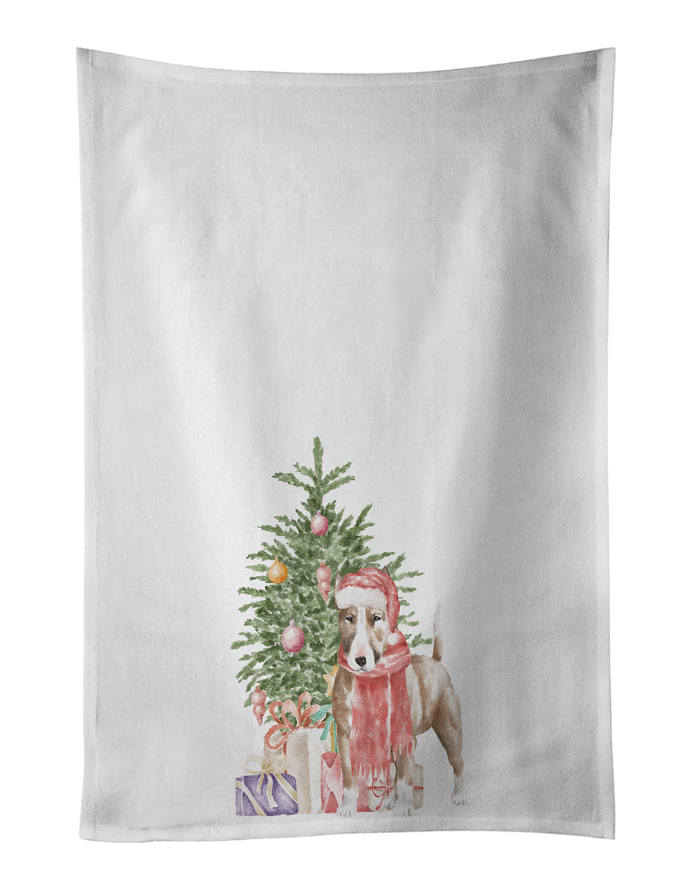 Bull Terrier Red Christmas Presents and Tree Kitchen Towel Set of 2