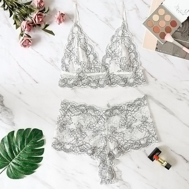 Plus Size Sheer Lingerie Set with Bra and Panties