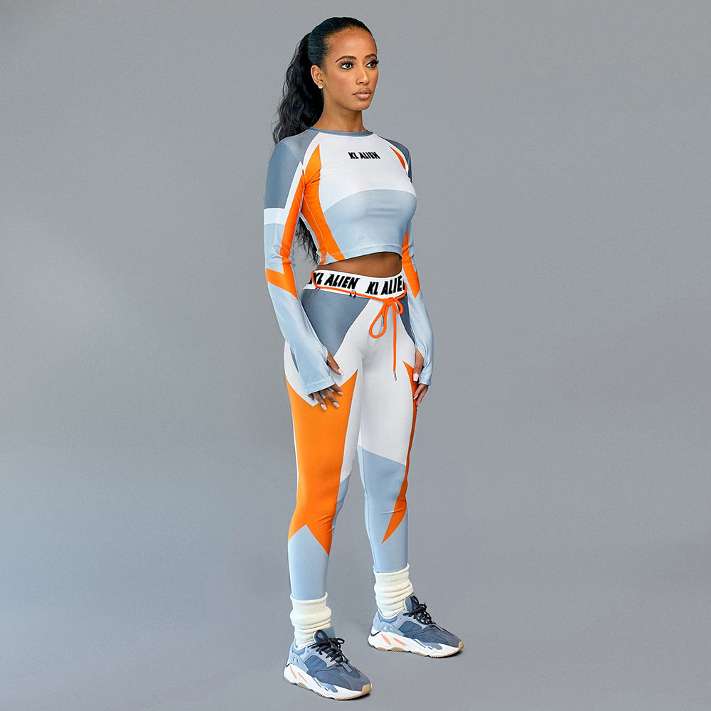 Kliou Women's Long Sleeve Crop Top & Leggings Set