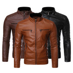 Men's Lightweight Striped PU Leather Jacket (Plus Size)
