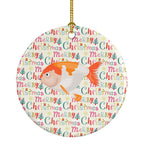 Lionhead Goldfish Christmas Ceramic Ornament