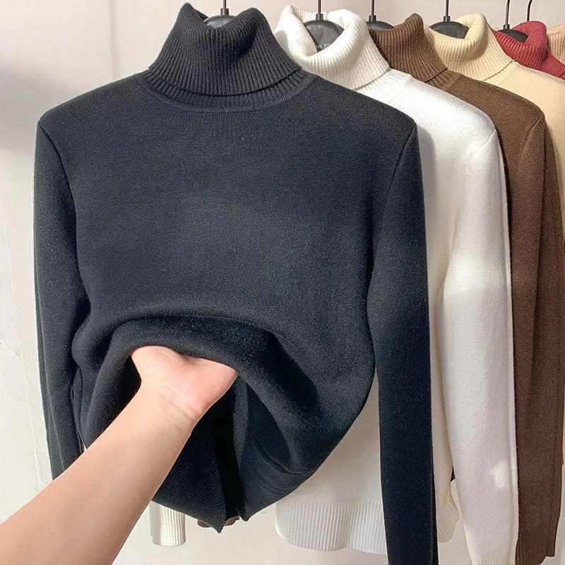 Women's Elegant Turtleneck Winter Sweater - Thick, Warm Knit Pullover | Streetwear