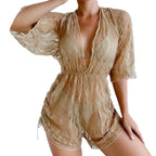2024 Amazon Long Sleeve Mesh Bodysuit Bikini Set