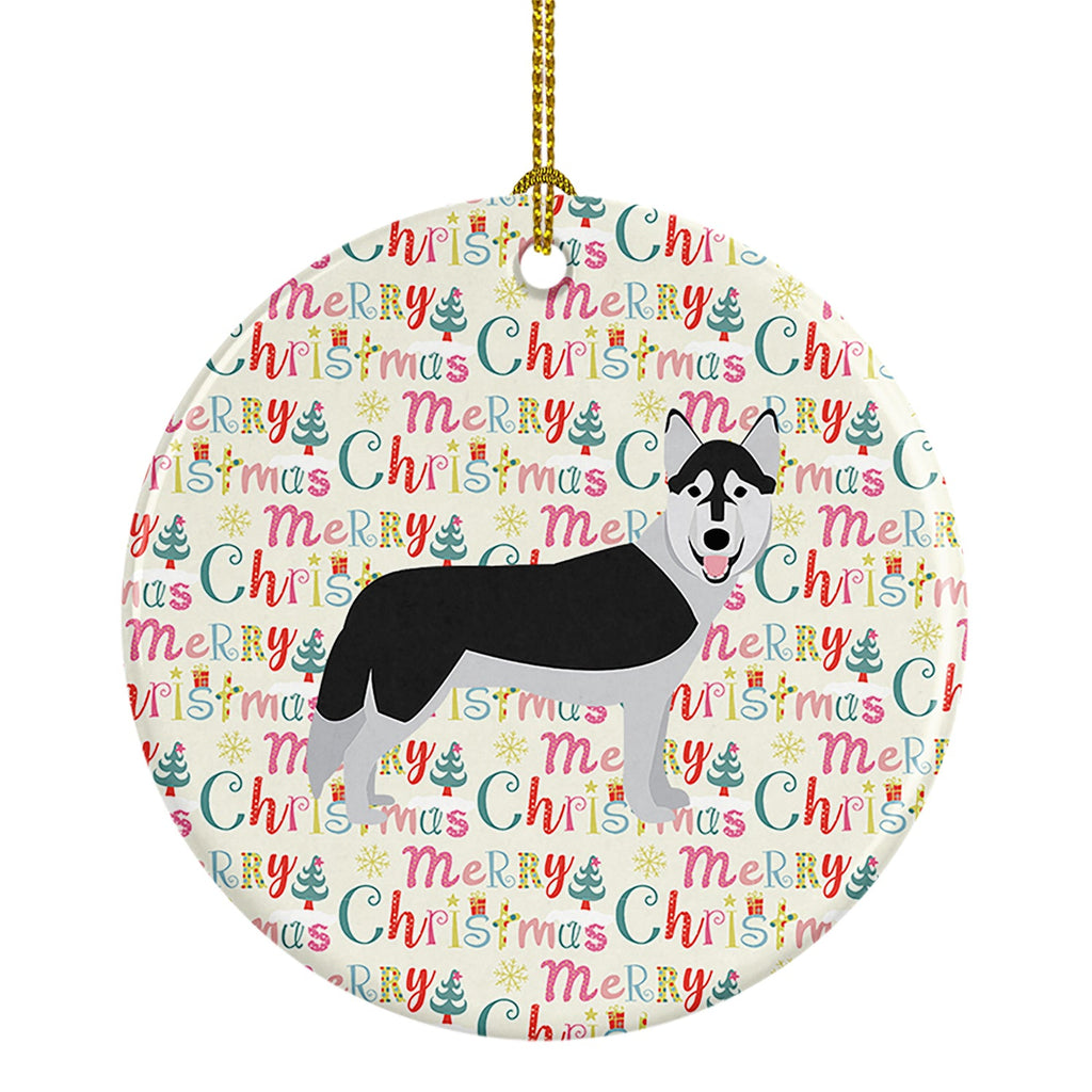 Siberian Husky Merry Christmas Ceramic Ornament