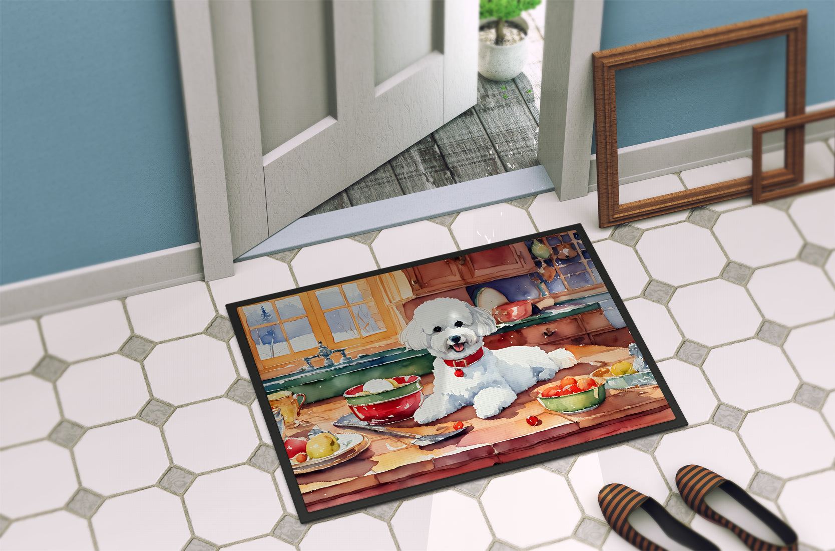 Bichon Frise Christmas Cookies Doormat