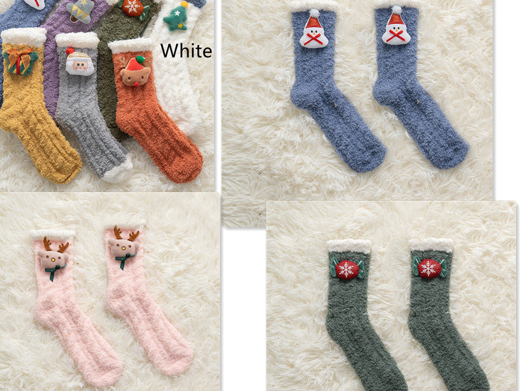 Thickened Women's Coral Fleece Christmas Socks