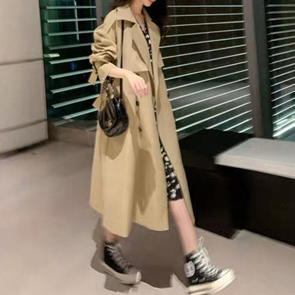 Trendy Double Breasted Oversize Trench Coat for Women