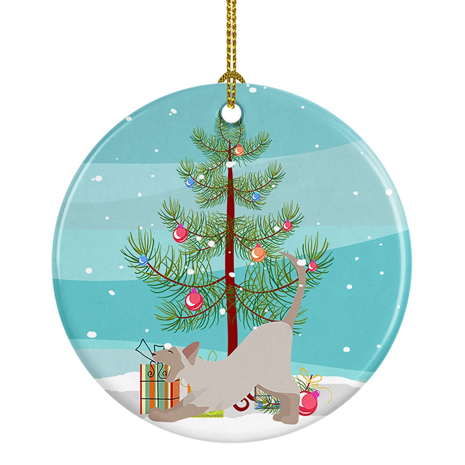 Thai Lilac Cat Christmas Ceramic Ornament