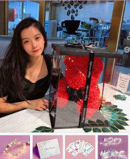 Teddy Rose Flower Bear with Box