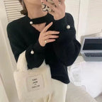 Korean Women's Hollowed-Out Collarbone Knit Sweater