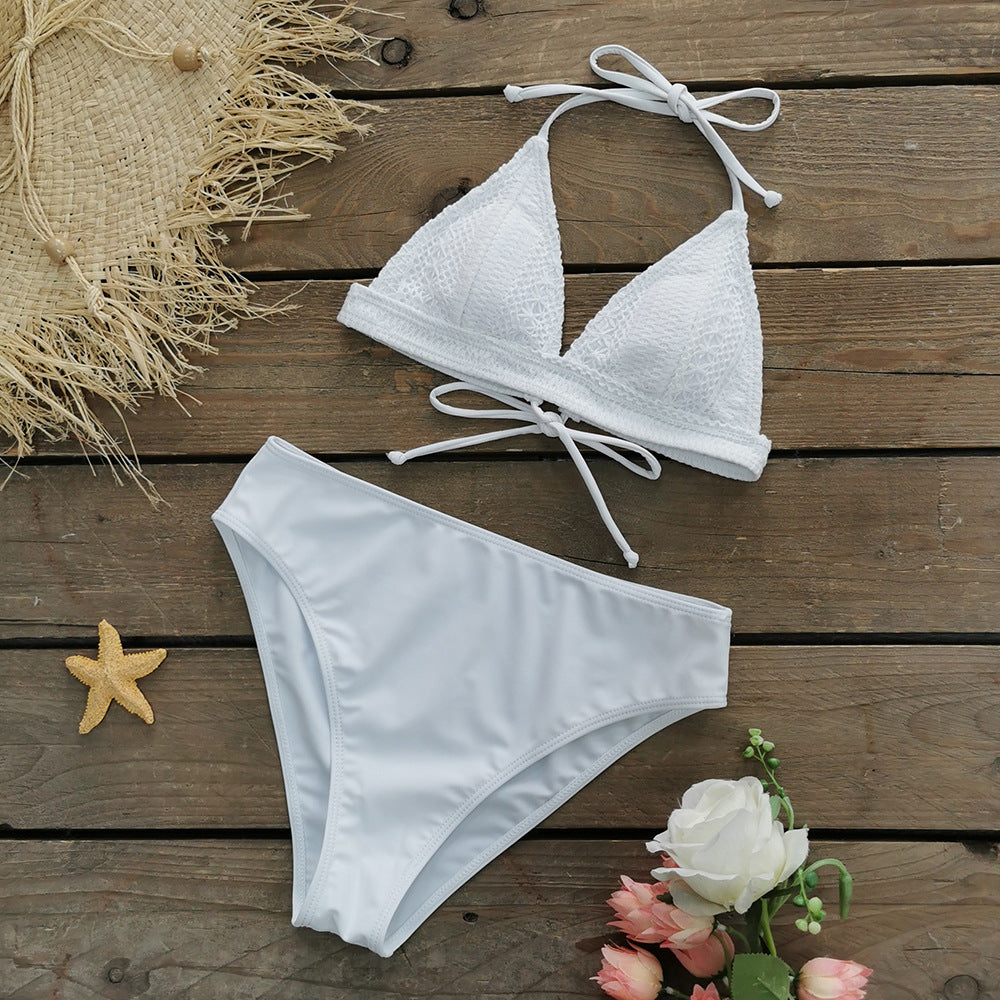 Solid Color Lace Bikini Set for Women - 2024 New Style
