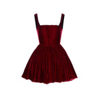 Velvet Christmas Party Dress with One-Shoulder Design