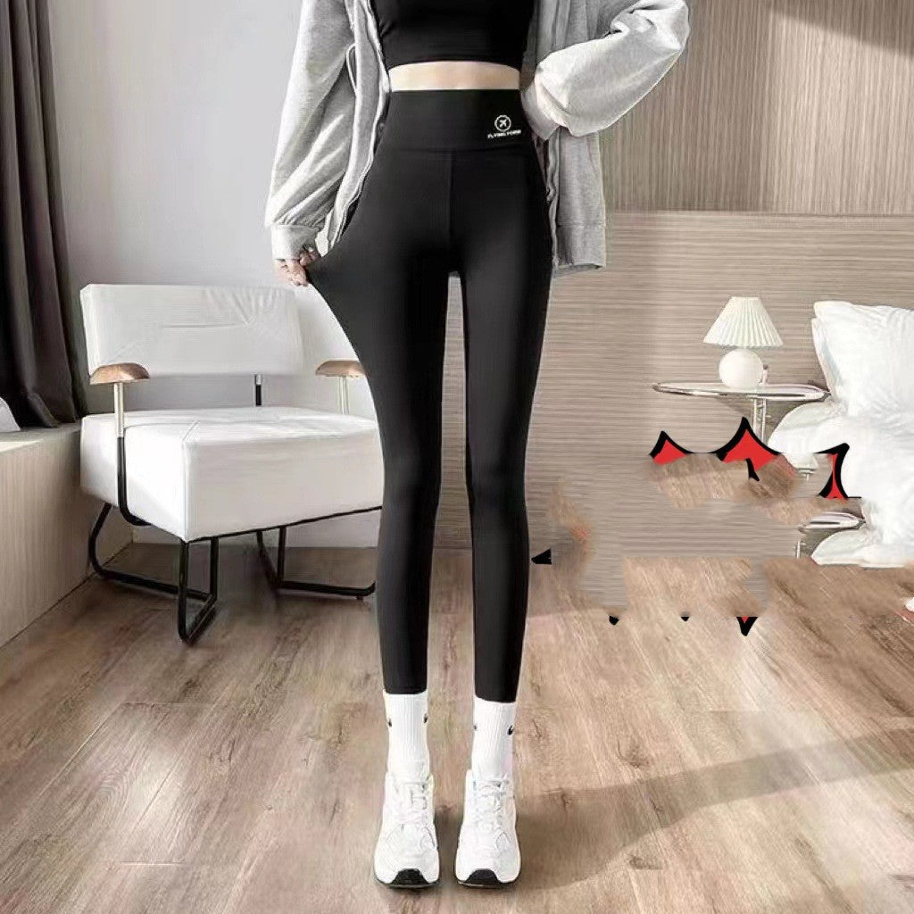 High Waist Thickened Fleece-Lined Shark Pants