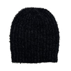 Black Loop Knit Alpaca Beanie | Embroidered Cap