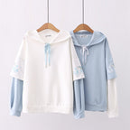 Printed Sleeves Hooded Splicing Pullover for Women | Streetwear